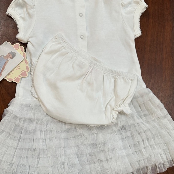NWT Baby Biscotti Dress w/bloomers Girls 24m Ivory w/White & Pink Heart - Picture 10 of 14